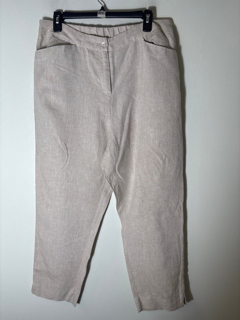 Chicos Khaki Linen Lightweight Pant Sz 12R